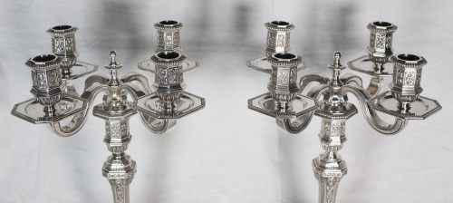 Paire de candélabres modèle Dupérier Christofle 20e siècle - Luminaires Style 