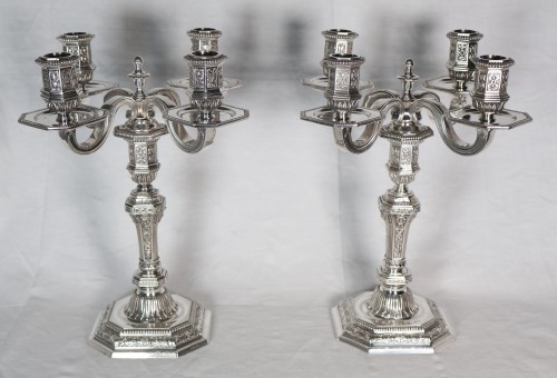 XXe siècle - Paire de candélabres modèle Dupérier Christofle 20e siècle