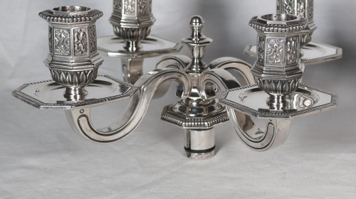 Antiquités - Paire de candélabres modèle Dupérier Christofle 20e siècle