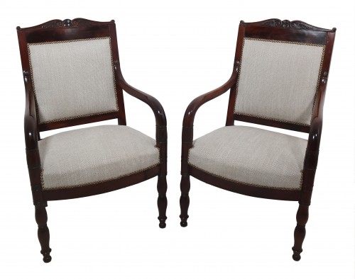 Paire de fauteuils en acajou d’époque Empire - Galerie Lauretta