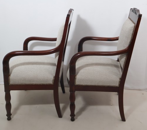 XIXe siècle - Paire de fauteuils en acajou d’époque Empire