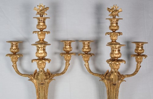 Paire de chandeliers d'époque Napoléon III - Luminaires Style Napoléon III