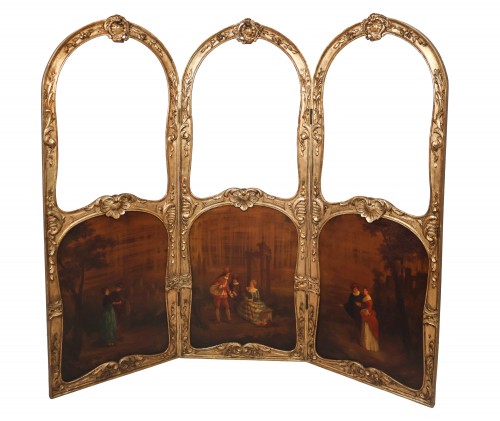 Paravent en bois doré époque fin XIXe