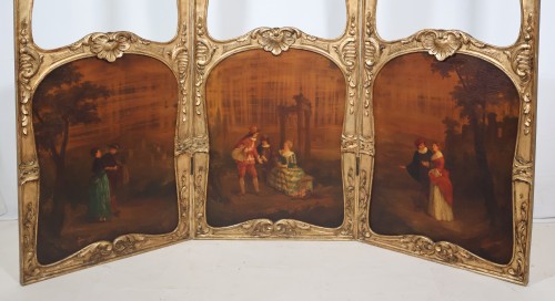 Paravent en bois doré époque fin XIXe - Mobilier Style 