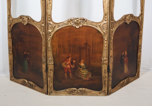 Antiquités - Paravent en bois doré époque fin XIXe