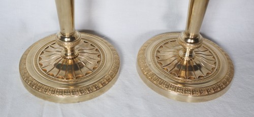 Luminaires Bougeoirs et Chandeliers - Paire de bougeoirs Empire en bronze doré