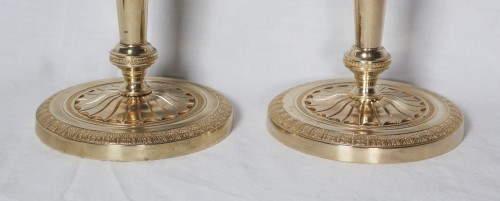 Paire de bougeoirs Empire en bronze doré - Galerie Lauretta