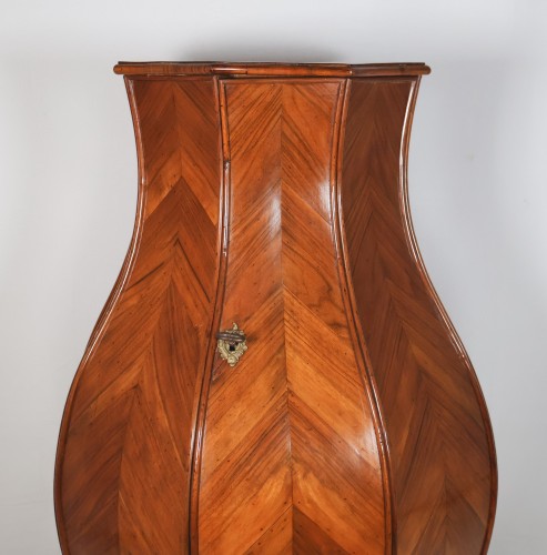 Mobilier Meuble d'appoint - Rafraîchissoir Italien bombé en marqueterie de noyer 18e siècle