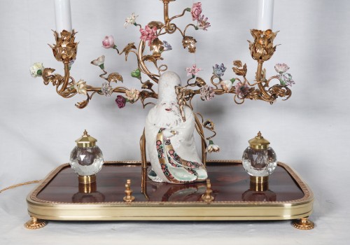 Encrier en bronze et laque du Japon fin XIXe siècle - Objet de décoration Style Napoléon III