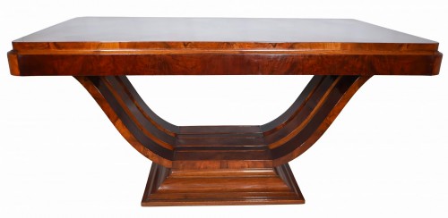 Table de salle à manger en noyer époque Art Déco