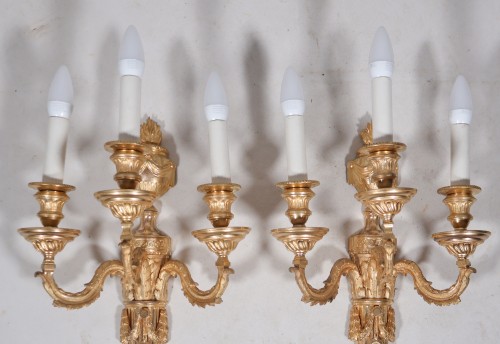 Luminaires Appliques - Paire d'appliques en bronze doré époque Louis XVI