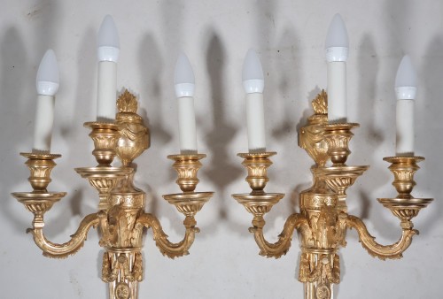 Paire d'appliques en bronze doré époque Louis XVI - Louis XVI