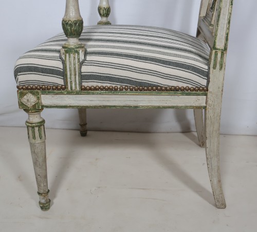 Antiquités - Paire de fauteuils en bois laqué époque Directoire fin XVIIIe siècle