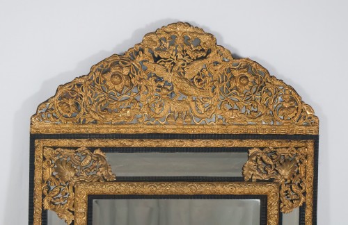 Miroir à parcloses en cuivre repoussé circa 1870 - Galerie Lauretta