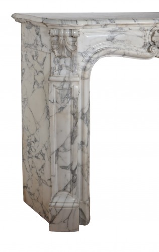 Antiquités - Cheminée fin XIXe en marbre Arabescato
