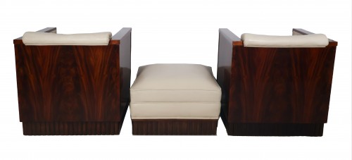 Paire de fauteuils et pouf époque art déco - Galerie Lauretta