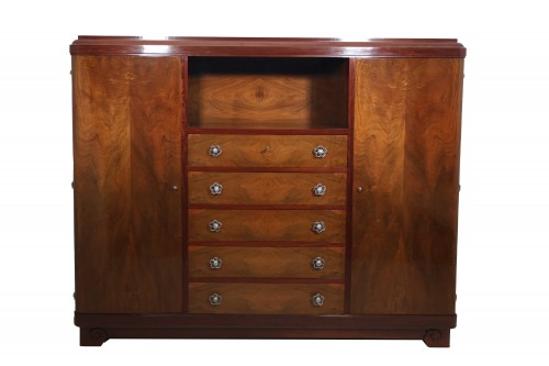 Louis Majorelle (1859-1926)  - Bibliothèque en noyer d'époque Art Déco