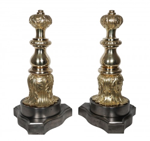 Grande paire de cales-portes en bronze doré époque Napoléon III