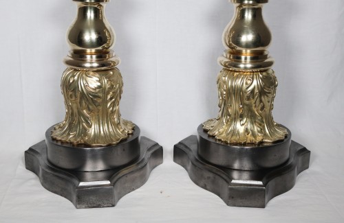 Grande paire de cales-portes en bronze doré époque Napoléon III - Matériaux & Architecture Style Napoléon III
