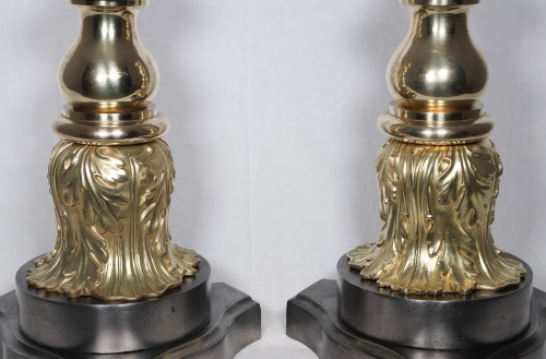 XIXe siècle - Grande paire de cales-portes en bronze doré époque Napoléon III