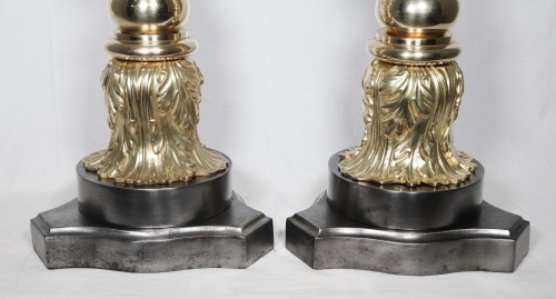 Antiquités - Grande paire de cales-portes en bronze doré époque Napoléon III