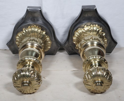 Antiquités - Grande paire de cales-portes en bronze doré époque Napoléon III