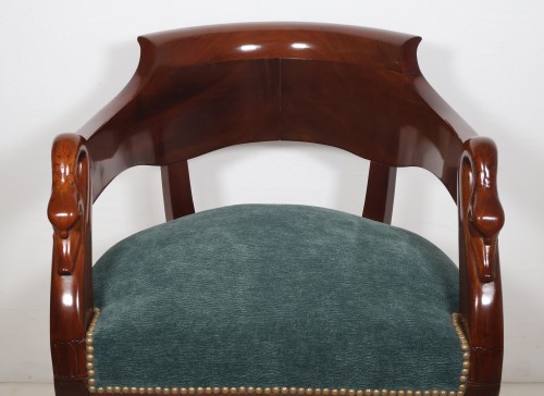 XIXe siècle - Fauteuil de bureau à col de cygne époque Empire