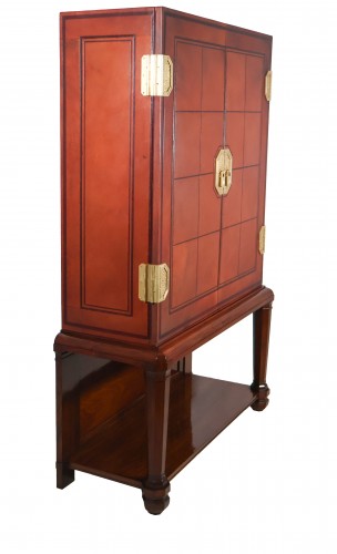 Art Déco - Cabinet en palissandre gainé de cuir époque Art déco