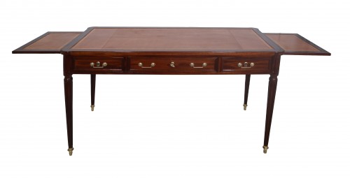 Bureau plat double face en acajou Époque Louis XVI - Mobilier Style Louis XVI