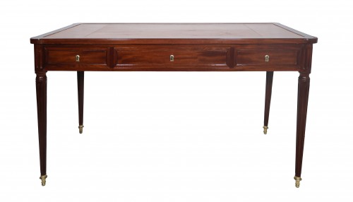 Mobilier Bureau et Secrétaire - Bureau plat double face en acajou Époque Louis XVI