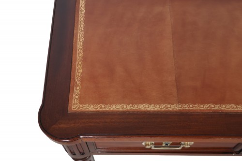 Antiquités - Bureau plat double face en acajou Époque Louis XVI