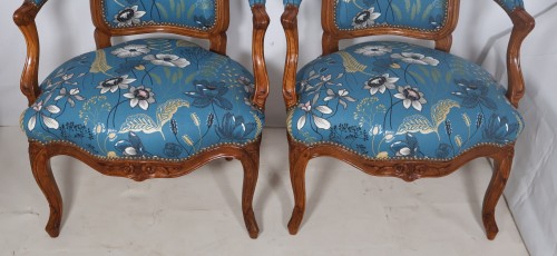 Sièges Fauteuil & Bergère - Paire de cabriolets estampillés NOGARET circa 1750