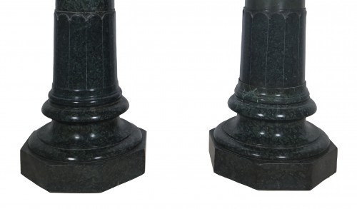 Objet de décoration Colonne Piédestal - Paire de colonnes en marbre vert des Alpes fin XIXe siècle