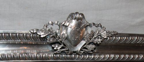 Grand miroir de table en argent massif daté 1900 - Galerie Lauretta