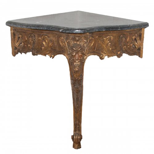 Console d'angle en bois doré époque Louis XV