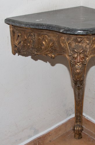 Antiquités - Console d'angle en bois doré époque Louis XV