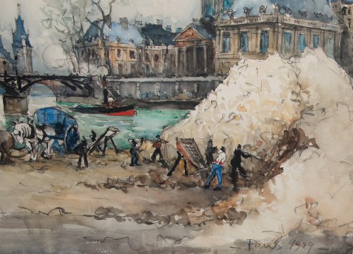 Le pont des Arts à Paris - Frank WILL (1900-1951) - Tableaux et dessins Style 