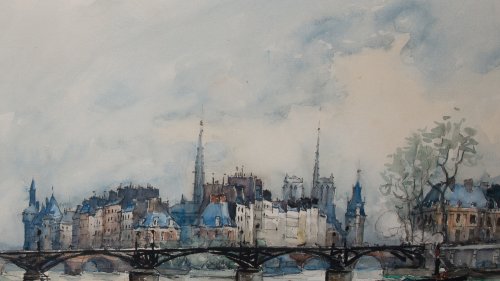 Tableaux et dessins Dessin, Aquarelle & Pastel - Le pont des Arts à Paris - Frank WILL (1900-1951)