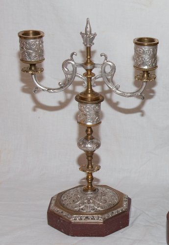 Louis-Philippe - Garniture de cheminée en bronze argenté et doré signé "A Daubrée" circa 1840