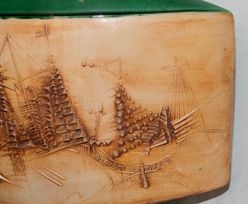 XXe siècle - Vase plat en céramique de Vallauris signé Portanier circa 1960