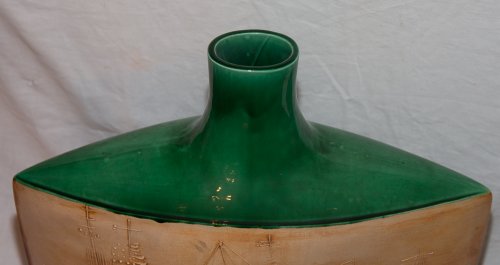 Années 50-60 - Vase plat en céramique de Vallauris signé Portanier circa 1960