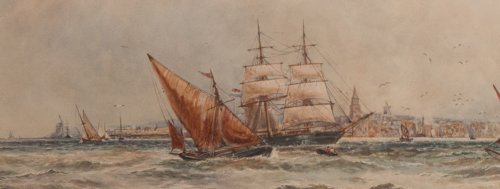Aquarelle marine anglaise - Thomas Bush HARDY (1842-1897) - Tableaux et dessins Style 