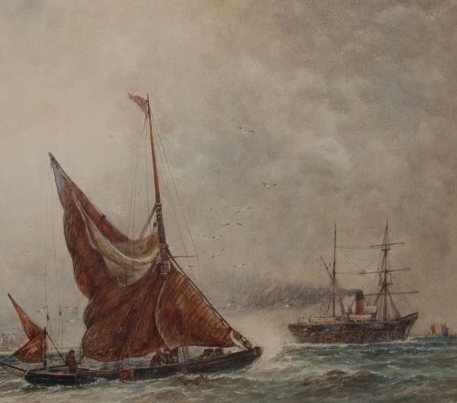 Aquarelle marine anglaise - Thomas Bush HARDY (1842-1897) - Galerie Lauretta