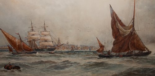 XIXe siècle - Aquarelle marine anglaise - Thomas Bush HARDY (1842-1897)
