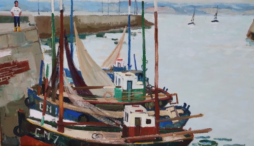 Antiquités - Port de Honfleur - Jacques BOUYSSOU daté 1967