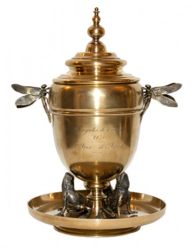 Coupe en bronze doré signée "Maison Alphonse Giroux" 1870