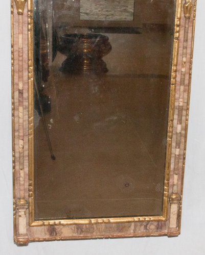  - Miroir Italien en bois doré et marbre époque XVIIIe