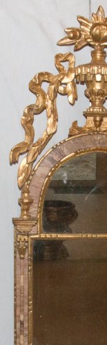 Antiquités - Miroir Italien en bois doré et marbre époque XVIIIe