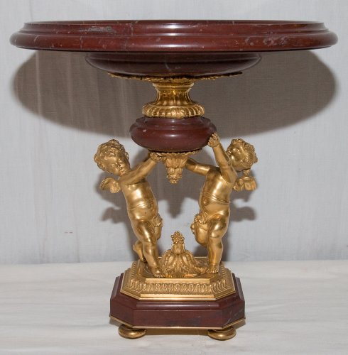 XIXe siècle - Coupe en bronze doré et marbre rouge royal Epoque Napoléon III