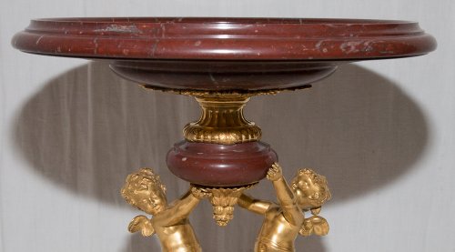 Antiquités - Coupe en bronze doré et marbre rouge royal Epoque Napoléon III
